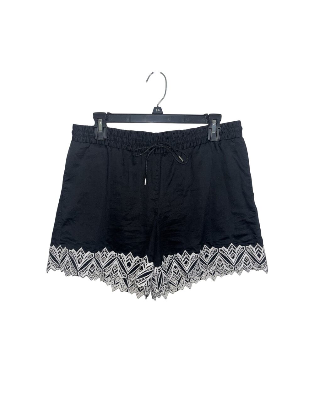 Jonathan SimKhai Black White Embroidered Pull On Shorts Cotton Small Boho